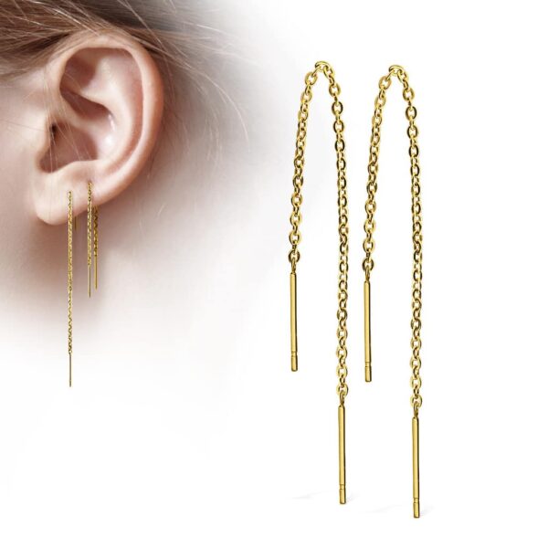 Threader oorbellen met ketting en staafje - Afbeelding 4
