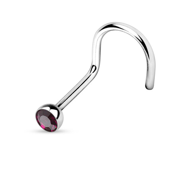 Neus screw met gekleurd kristal in een half balletje - Afbeelding 2