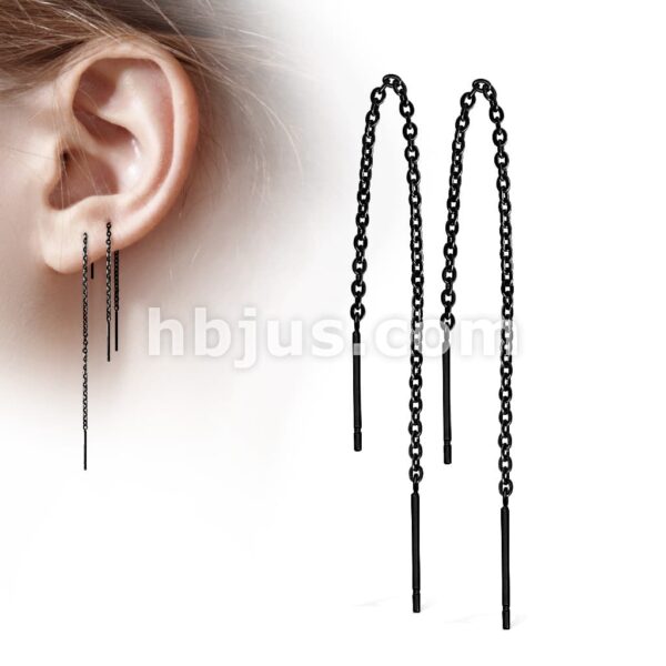 Threader oorbellen met ketting en staafje - Afbeelding 10