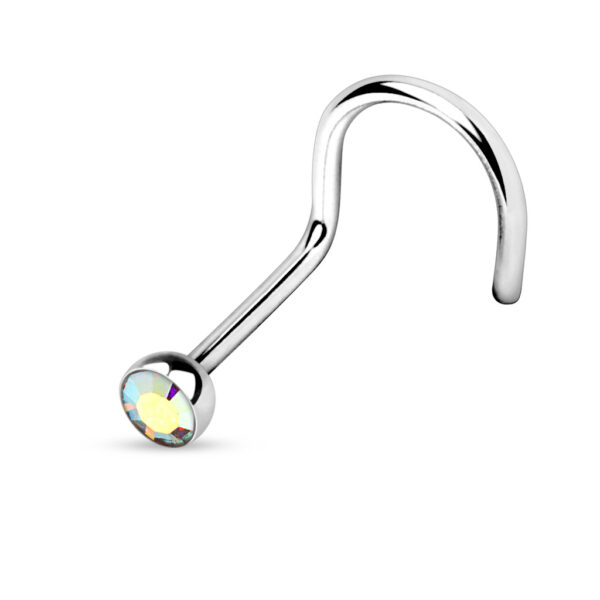 Neus screw met gekleurd kristal in een half balletje - Afbeelding 3