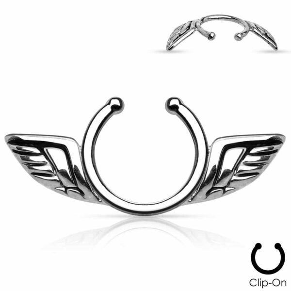 Fake clip-on piercing ring met engelen vleugelen in verschillende kleuren - Afbeelding 4