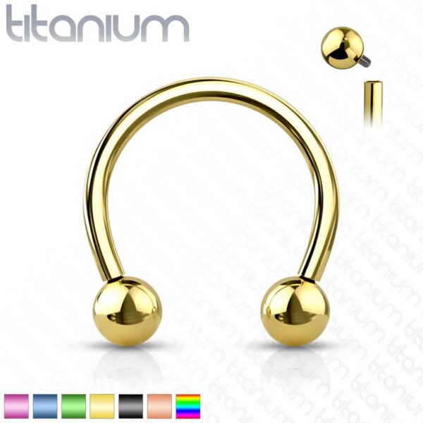 Intern geschroefde circular barbell van titanium in verschillende kleuren
