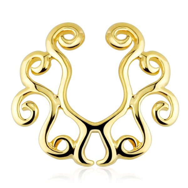 goudkleurig verguld fake clip-on piercing met tribal motief