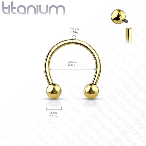 Intern geschroefde circular barbell van titanium in verschillende kleuren - Afbeelding 2