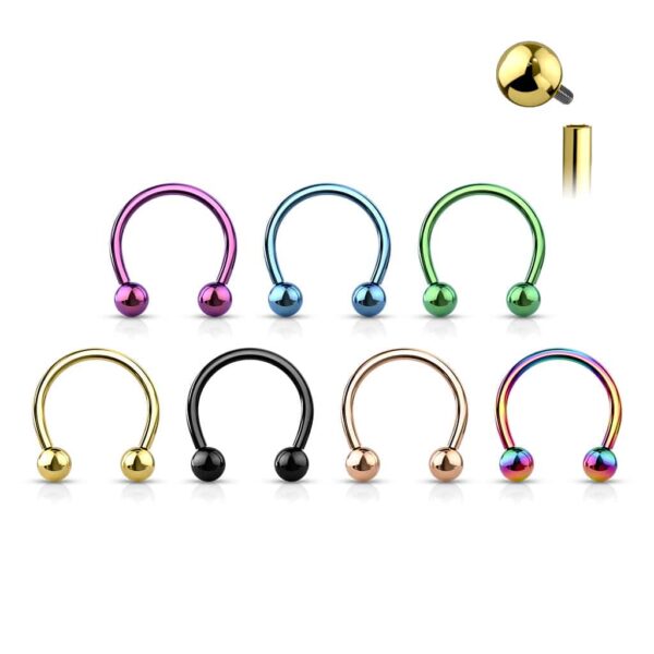 Intern geschroefde circular barbell van titanium in verschillende kleuren - Afbeelding 3