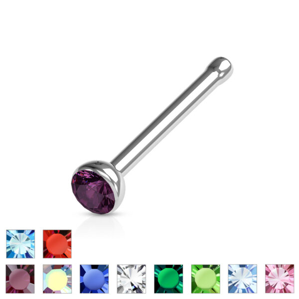 Neus bone piercing met kristal in verschillende kleuren