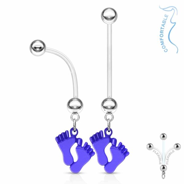 Bioflex flexibele navelpiercing met babyvoetjes - Afbeelding 2