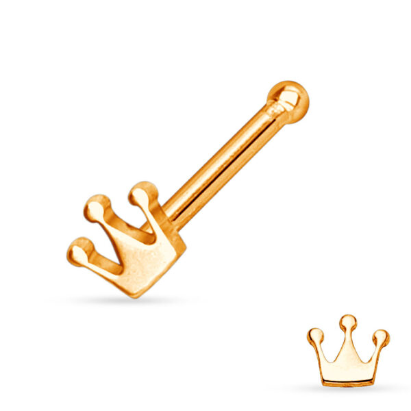 Neus bone piercing met een kroontje in verschillende kleuren - Afbeelding 3