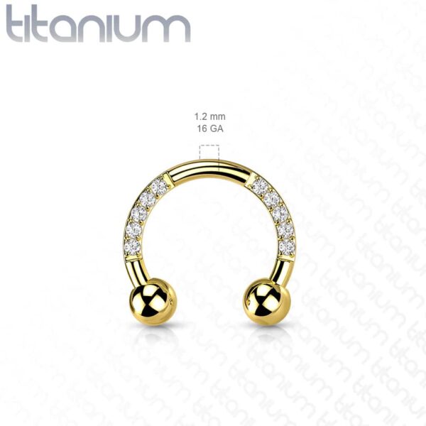 Circular barbell van titanium in verschillende kleuren met CZ steentjes - Afbeelding 2