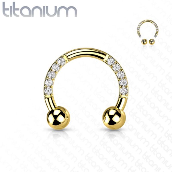 Circular barbell van titanium in verschillende kleuren met CZ steentjes - Afbeelding 6