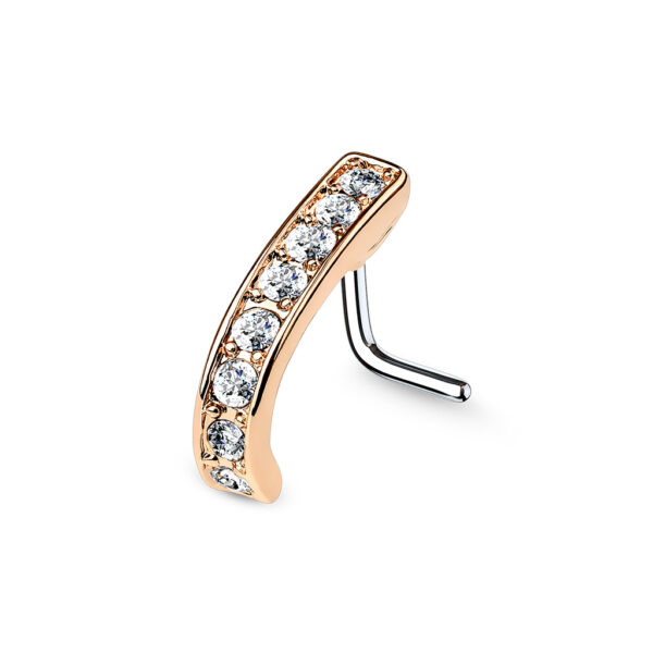 Neus stud piercing met L-plaat in verschillende kleuren met heldere CZ steentjes - Afbeelding 4