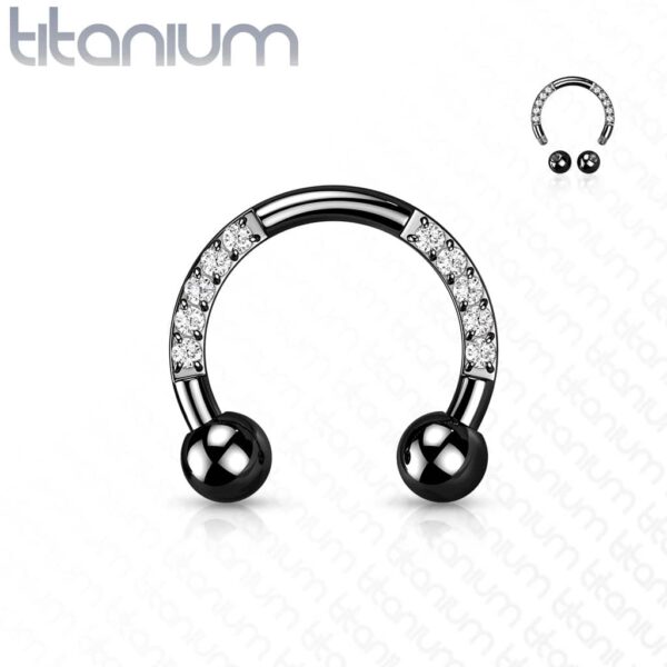 Circular barbell van titanium in verschillende kleuren met CZ steentjes - Afbeelding 7