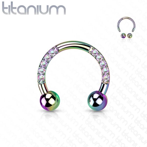 Circular barbell van titanium in verschillende kleuren met CZ steentjes - Afbeelding 9