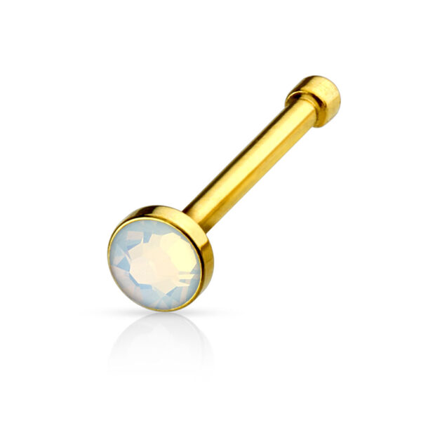 Neus bone piercing in verschillende kleuren met platte opaal steen - Afbeelding 2