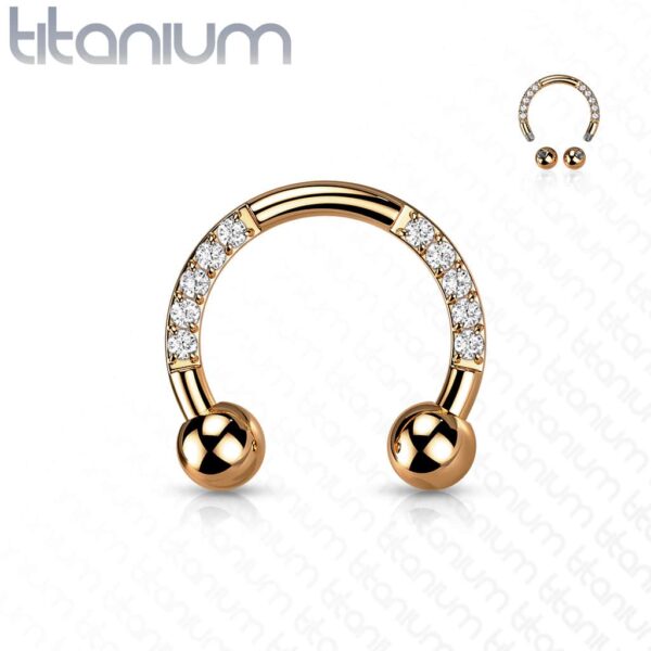 Circular barbell van titanium in verschillende kleuren met CZ steentjes - Afbeelding 13