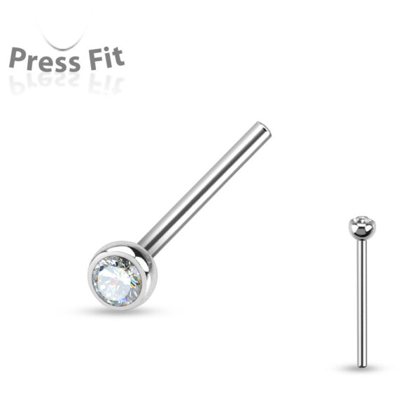 Fishtail neuspiercing 12mm met heldere steen - Afbeelding 2