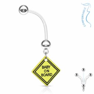 Bioflex flexibele navelpiercing met baby on board hanger