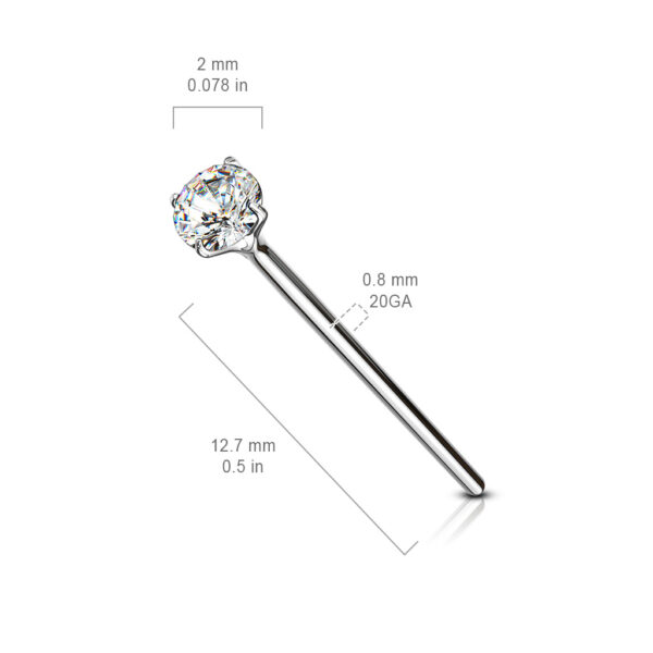 Fishtail neuspiercing 12mm met heldere prong-set van 2mm in verschillende kleuren - Afbeelding 2