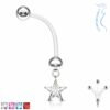 Bioflex flexibele navelpiercing met CZ ster hanger in verschillende kleuren