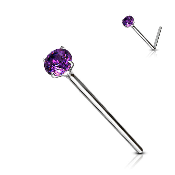 Fishtail neuspiercing 12mm met heldere prong-set van 2mm in verschillende kleuren - Afbeelding 4
