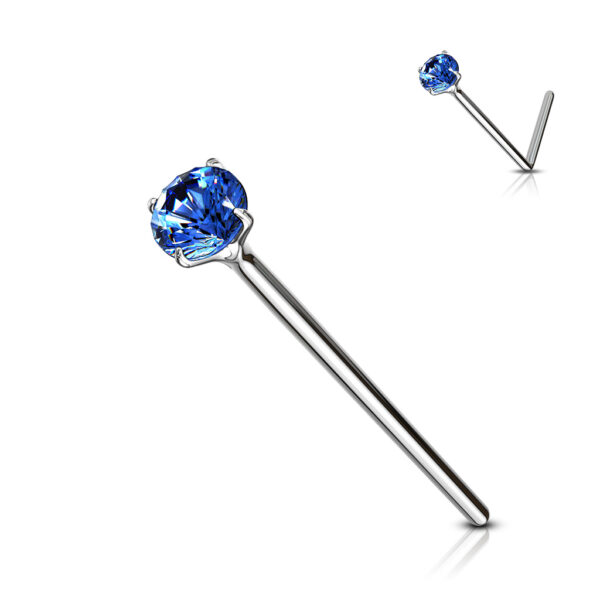 Fishtail neuspiercing 12mm met heldere prong-set van 2mm in verschillende kleuren - Afbeelding 5