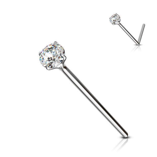 Fishtail neuspiercing 12mm met heldere prong-set van 2mm in verschillende kleuren - Afbeelding 6