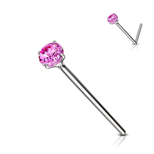 Fishtail neuspiercing 12mm met heldere prong-set van 2mm in verschillende kleuren - Afbeelding 7