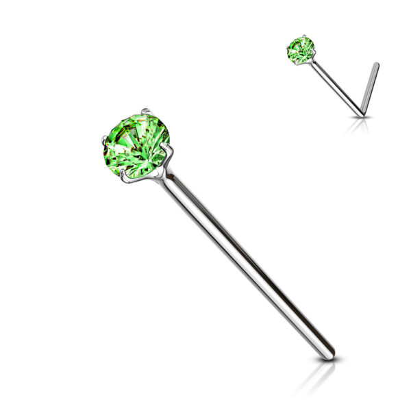 Fishtail neuspiercing 12mm met heldere prong-set van 2mm in verschillende kleuren - Afbeelding 8