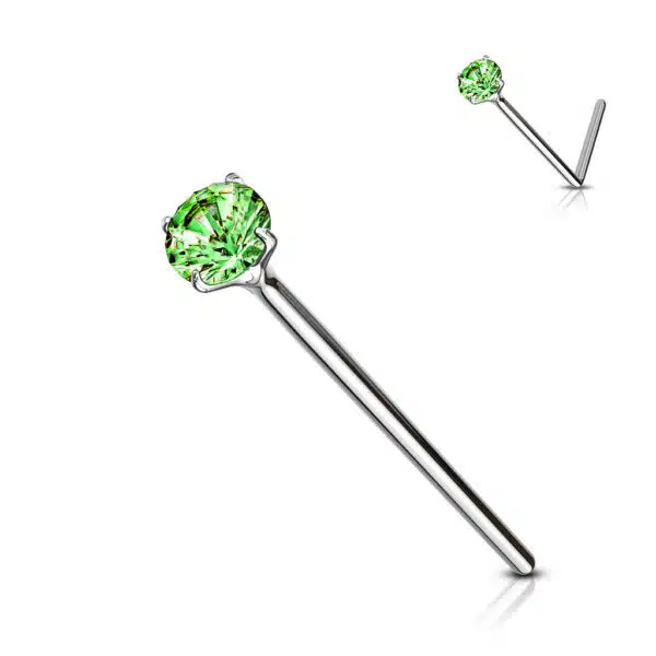 Fishtail neuspiercing 12mm met heldere prong-set van 2mm in verschillende kleuren - Afbeelding 8