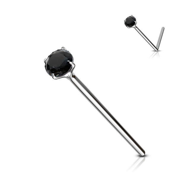 Fishtail neuspiercing 12mm met heldere prong-set van 2mm in verschillende kleuren - Afbeelding 9
