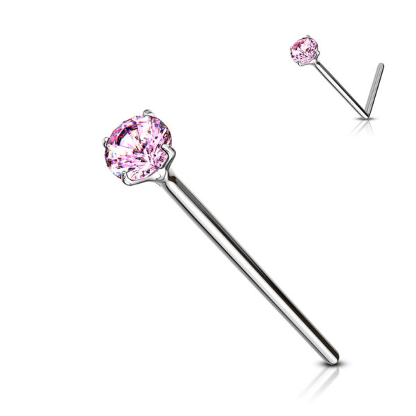 Fishtail neuspiercing 12mm met heldere prong-set van 2mm in verschillende kleuren - Afbeelding 10