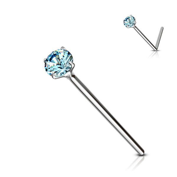 Fishtail neuspiercing 12mm met heldere prong-set van 2mm in verschillende kleuren - Afbeelding 11