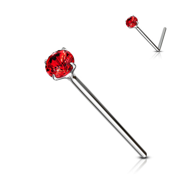 Fishtail neuspiercing 12mm met heldere prong-set van 2mm in verschillende kleuren - Afbeelding 12