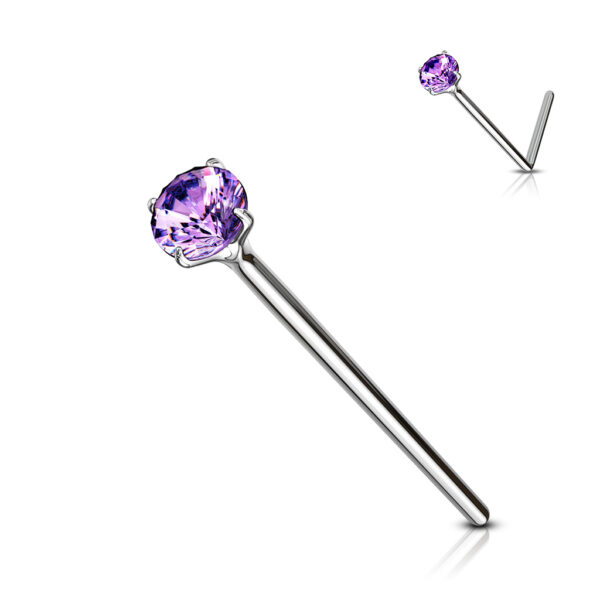 Fishtail neuspiercing 12mm met heldere prong-set van 2mm in verschillende kleuren - Afbeelding 13