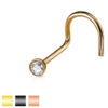 Neus screw piercing met verschillende coatings en helder diamantje