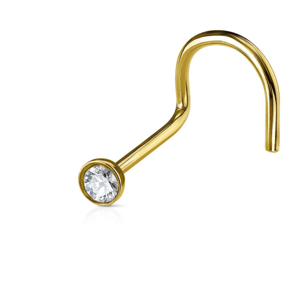 Neus screw piercing met verschillende coatings en helder diamantje - Afbeelding 5