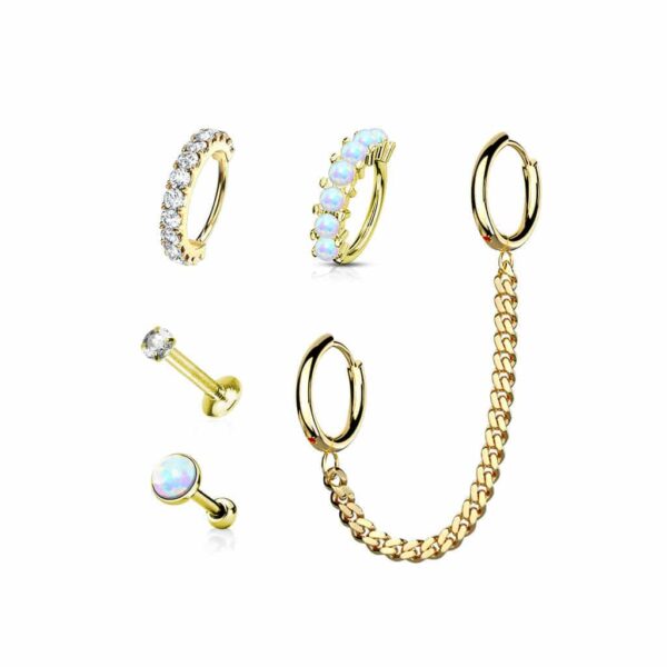 5 stuks kraakbeen-set met ringen en studs in verschillende kleuren - Afbeelding 5