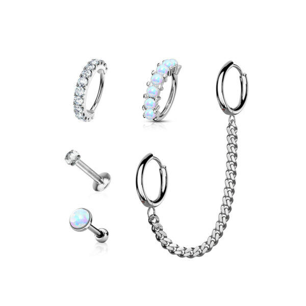 5 stuks kraakbeen-set met ringen en studs in verschillende kleuren - Afbeelding 3