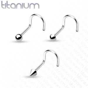 Titanium neus screw piercing met verschillende tops
