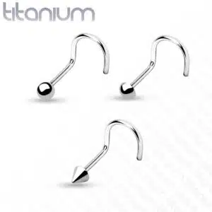 Titanium neus screw piercing met verschillende tops