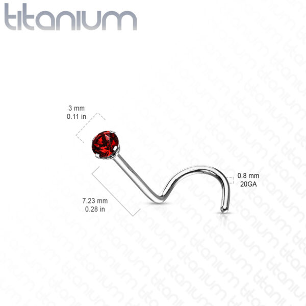 Titanium neus screw piercing met prong-set CZ steentje - Afbeelding 2