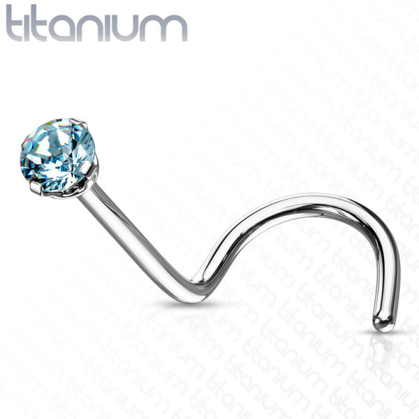 Titanium neus screw piercing met prong-set CZ steentje - Afbeelding 12