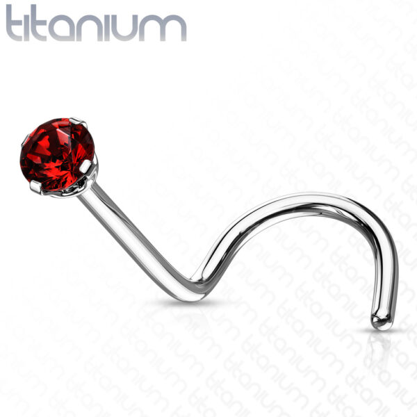 Titanium neus screw piercing met prong-set CZ steentje - Afbeelding 13