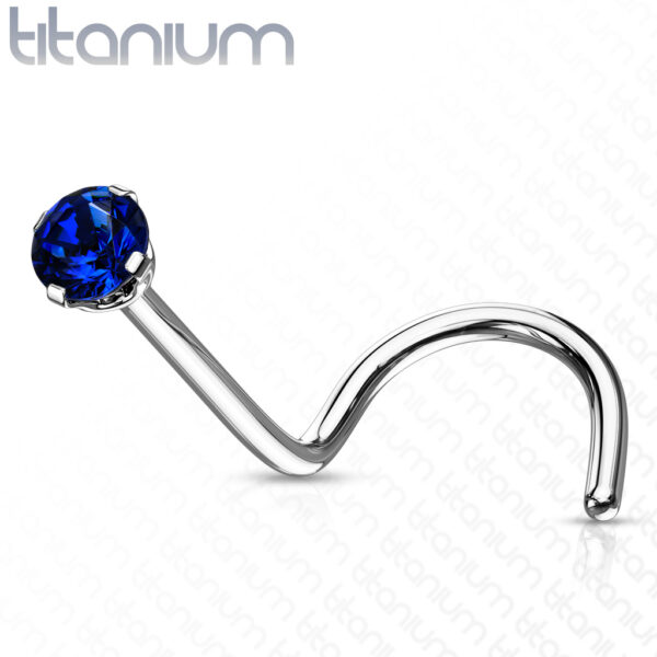 Titanium neus screw piercing met prong-set CZ steentje - Afbeelding 18