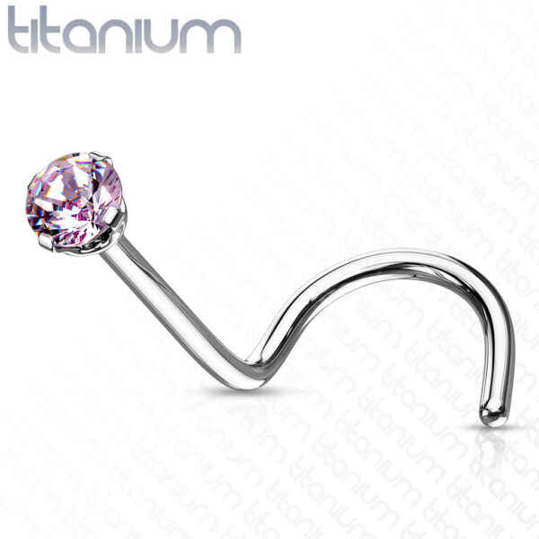 Titanium neus screw piercing met prong-set CZ steentje - Afbeelding 21