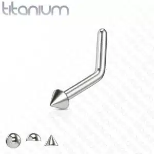 Titanium neus stud piercing L-vorm met verschillende tops