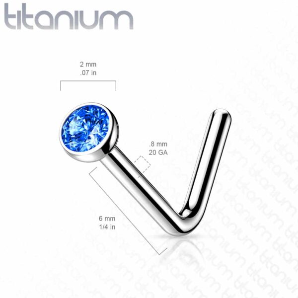 Titanium neus stud piercing met klein kristal in verschillende kleuren - Afbeelding 2