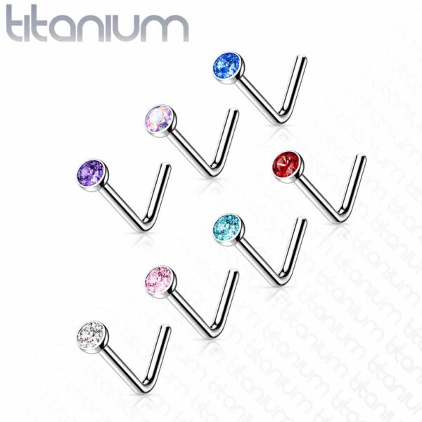 Titanium neus stud piercing met klein kristal in verschillende kleuren - Afbeelding 3