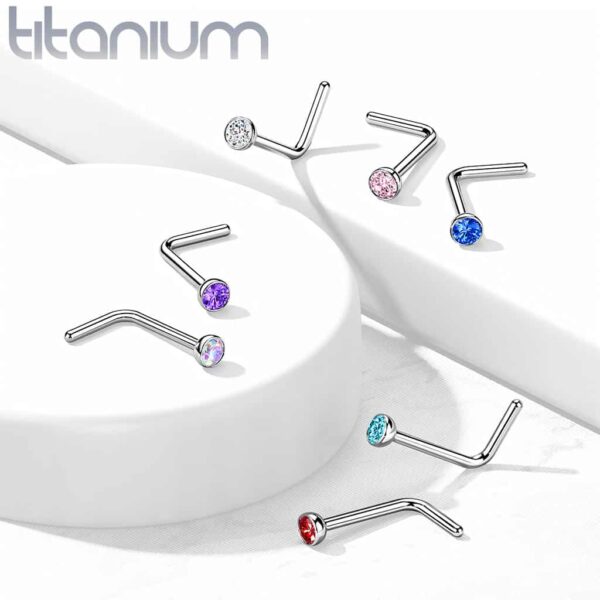 Titanium neus stud piercing met klein kristal in verschillende kleuren - Afbeelding 4
