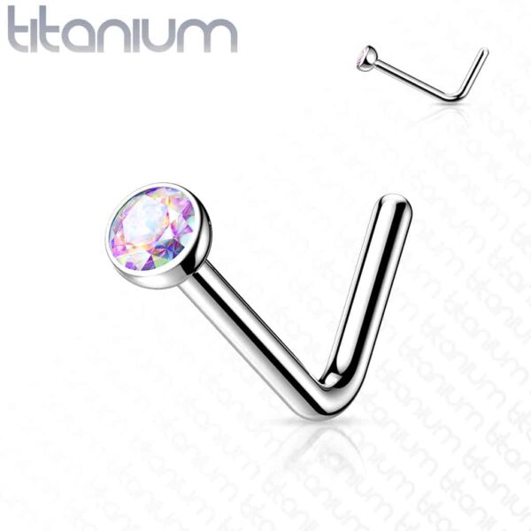 Titanium neus stud piercing met klein kristal in verschillende kleuren - Afbeelding 10